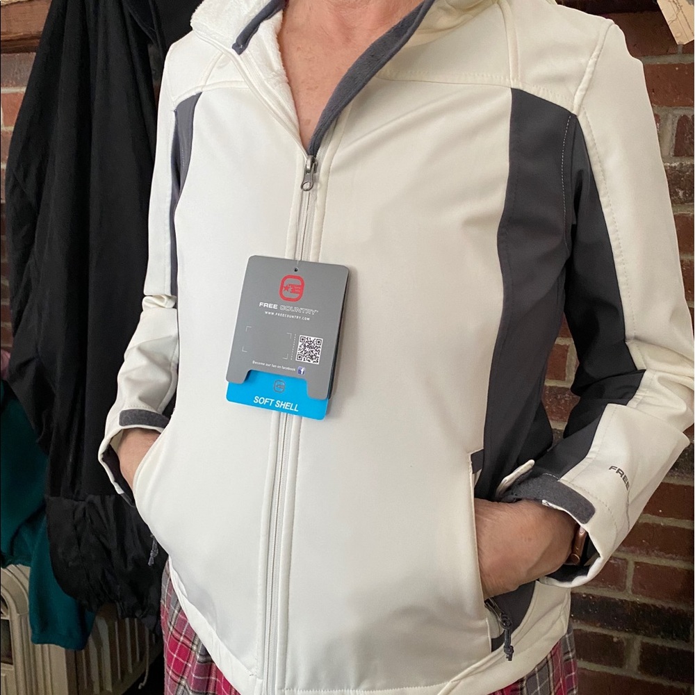 Light white and grey winter jacket